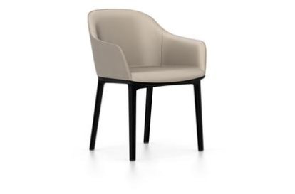 Softshell Chair with four-legged base, Basic dark, Leather (Standard), Sand, Felt pads for hard floor surfaces