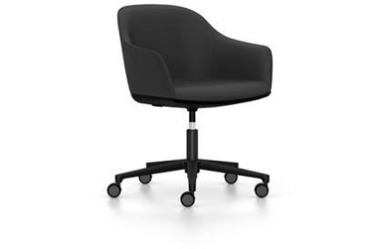 Softshell Chair with five star base, Aluminum base powder coated basic dark, Plano, Dark grey, Hard castors for carpets