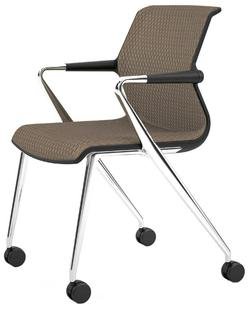 Unix Chair with Four-legged Base on Castors, Diamond Mesh mauve grey, Basic dark, Aluminium polished