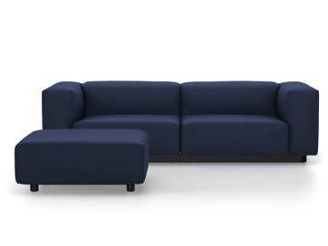 Soft Modular Sofa, Laser dark blue, With Ottoman