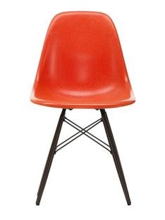 Eames Fiberglass Chair DSW, Eames red orange, Black maple