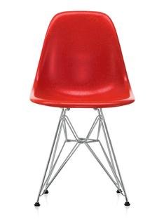 Eames Fiberglass Chair DSR, Eames classic red, Polished chrome