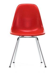 Eames Fiberglass Chair DSX, Eames classic red, Polished chrome
