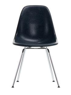 Eames Fiberglass Chair DSX, Eames navy blue, Polished chrome