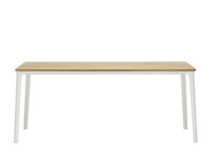 Plate Dining Table, 180 x 90 cm, Natural oak solid, oiled, White