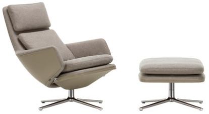 Grand Relax, With Ottoman, Cosy fabric, fossil / Leather Forte, sand, Polished, 46,5 cm