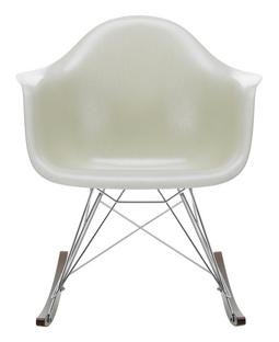 Eames Fiberglass Armchair RAR, Eames parchment, Chrome-plated, Dark maple