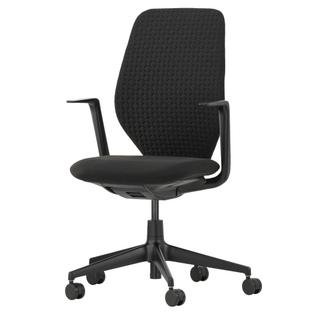 ACX Soft, Without forward tilt, with seat depth adjustment, Fixed Armrests, Deep black, Seat Grid Knit, nero, Soft castor for hard floor surfaces