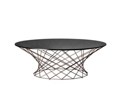 Oota, H 35 x ø 101 cm, Black glass, Matt bronze powder-coated