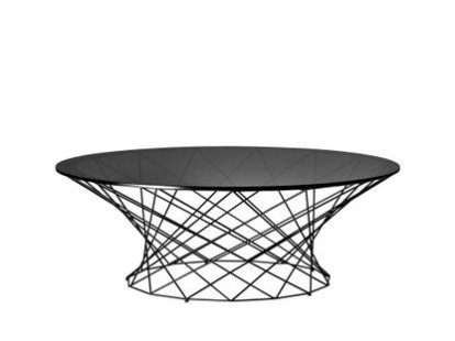 Oota, H 35 x ø 101 cm, Black glass, Matt black powder-coated