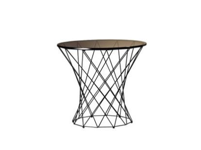 Oota, H 47 x ø 52 cm, Brown glass, Matt black powder-coated