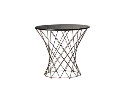 Oota, H 47 x ø 52 cm, Black glass, Matt bronze powder-coated
