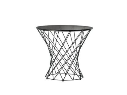 Oota, H 47 x ø 52 cm, Black glass, Matt black powder-coated