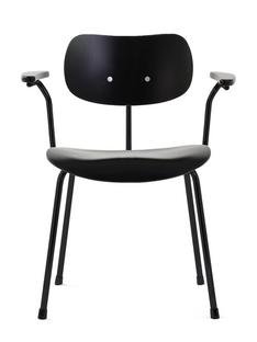 SE 68, Non-stackable, Without upholstery, Matt black powder-coated, With armrests, Black stained