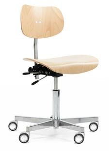 S 197 R20, Without armrests, Natural beech, Chrome plated/polished aluminum, Standard castors chrome for hard floor