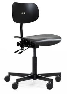 S 197 R20, Without armrests, Black stained beech, Matt black powder-coated, Standard castors black for hard floor