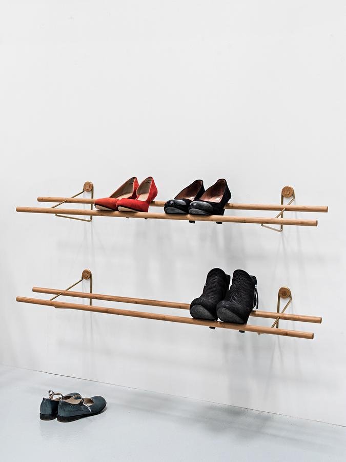 Wedowood Shoe Rack Brass Shoe Rack, Brass, Smoked Oak - Main Image