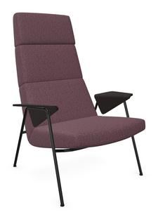 Votteler Chair Higher back|Fabric Gaia amethyst|Matt black powder-coated|Flamed oak