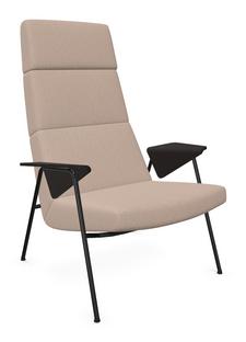 Votteler Chair Higher back|Fabric Gaia champagne|Matt black powder-coated|Flamed oak