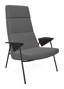 Votteler Chair Higher back|Fabric Gaia silver|Matt black powder-coated|Flamed oak