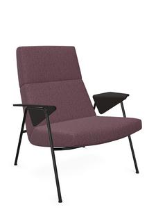 Votteler Chair Low back|Fabric Gaia amethyst|Matt black powder-coated|Flamed oak