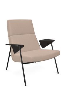 Votteler Chair Low back|Fabric Gaia champagne|Matt black powder-coated|Flamed oak
