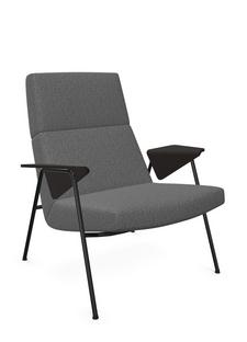 Votteler Chair Low back|Fabric Gaia silver|Matt black powder-coated|Flamed oak