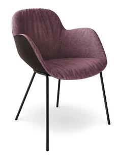 Sheru Armchair Fabric Gaia amethyst|Vintage leather cigar|Matt black powder-coated