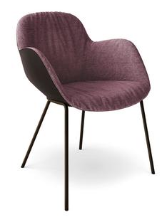 Sheru Armchair Fabric Gaia amethyst|Vintage leather cigar|Matt bronze powder-coated