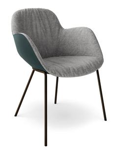 Sheru Armchair Fabric Gaia platin|Vintage leather blue tormaline|Matt bronze powder-coated