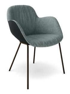 Sheru Armchair Fabric Gaia silver|Vintage leather black|Matt bronze powder-coated