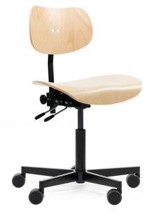 S 197 R20 Without armrests|Natural beech|Matt black powder-coated|Standard castors black for carpet