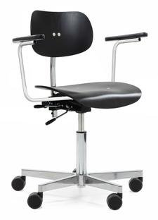 S 197 R20 With armrests|Black stained beech|Chrome plated/polished aluminum|Standard castors black for hard floor