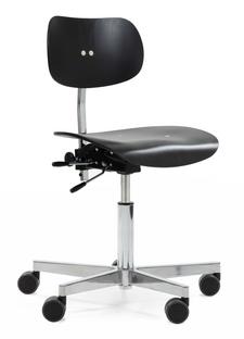 S 197 R20 Without armrests|Black stained beech|Chrome plated/polished aluminum|Standard castors black for hard floor