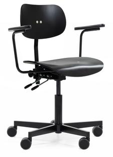 S 197 R20 With armrests|Black stained beech|Matt black powder-coated|Standard castors black for carpet