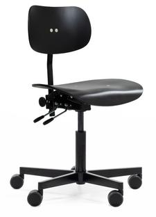 S 197 R20 Without armrests|Black stained beech|Matt black powder-coated|Standard castors black for carpet